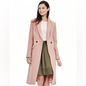 Banana Republic Blush Pink Double Breasted Wool Blend Coat (Size XS)